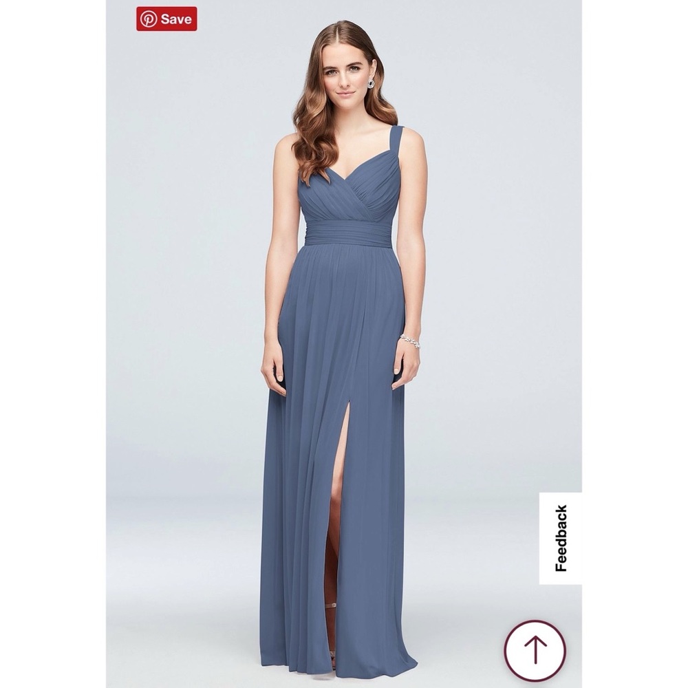 David’s Bridal Steel Blue Bridesmaid Dress